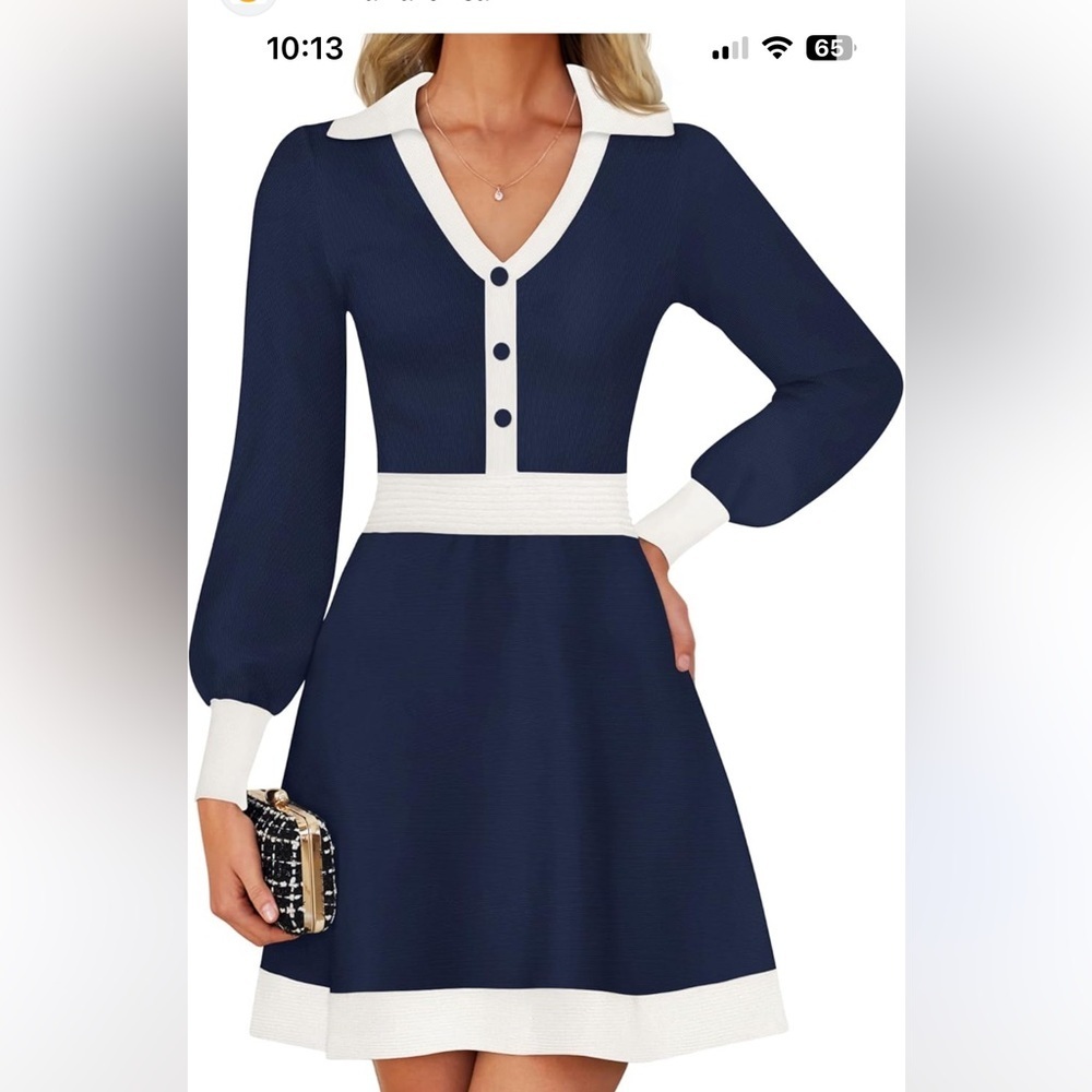 NWT ZESICA Long Sleeve V Neck Sweater Dress Sz XL Women - Picture 8 of 9